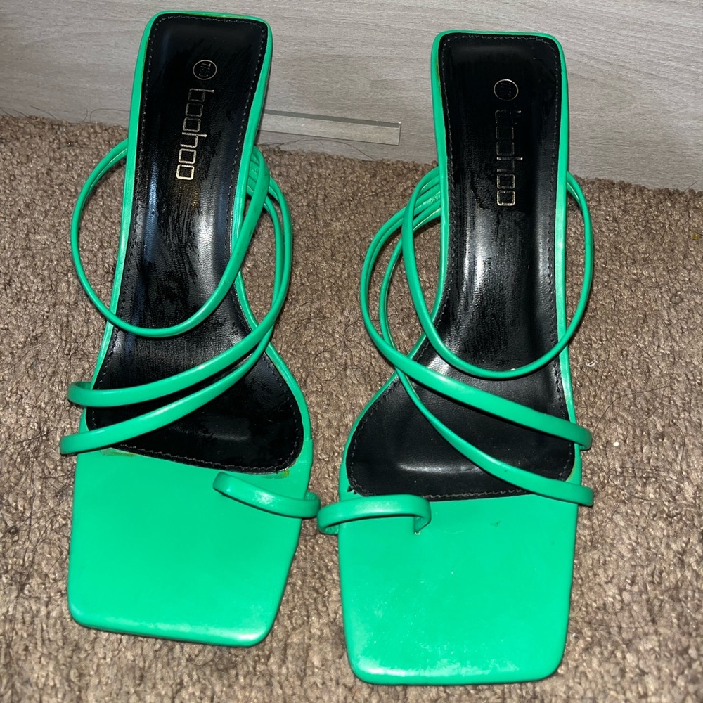 Green strapy heels